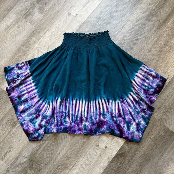 Dharma Trading Co Tie Dye Skirt Rayon Deep Teal Purple - Picture 8 of 9